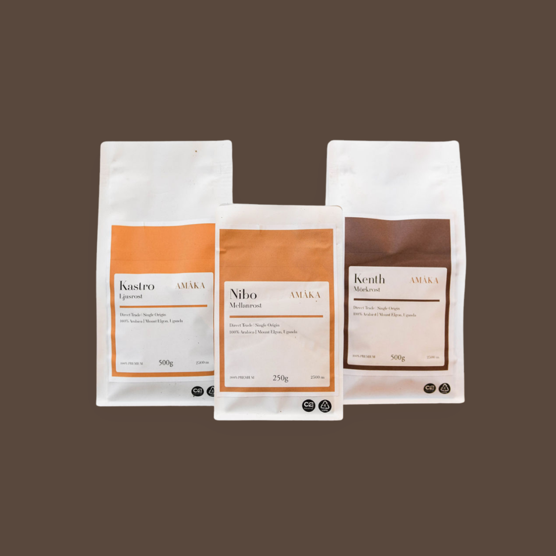 KASTRO, NIBO och KENTH – AMÁKAs tre rostningar av specialkaffe från Uganda